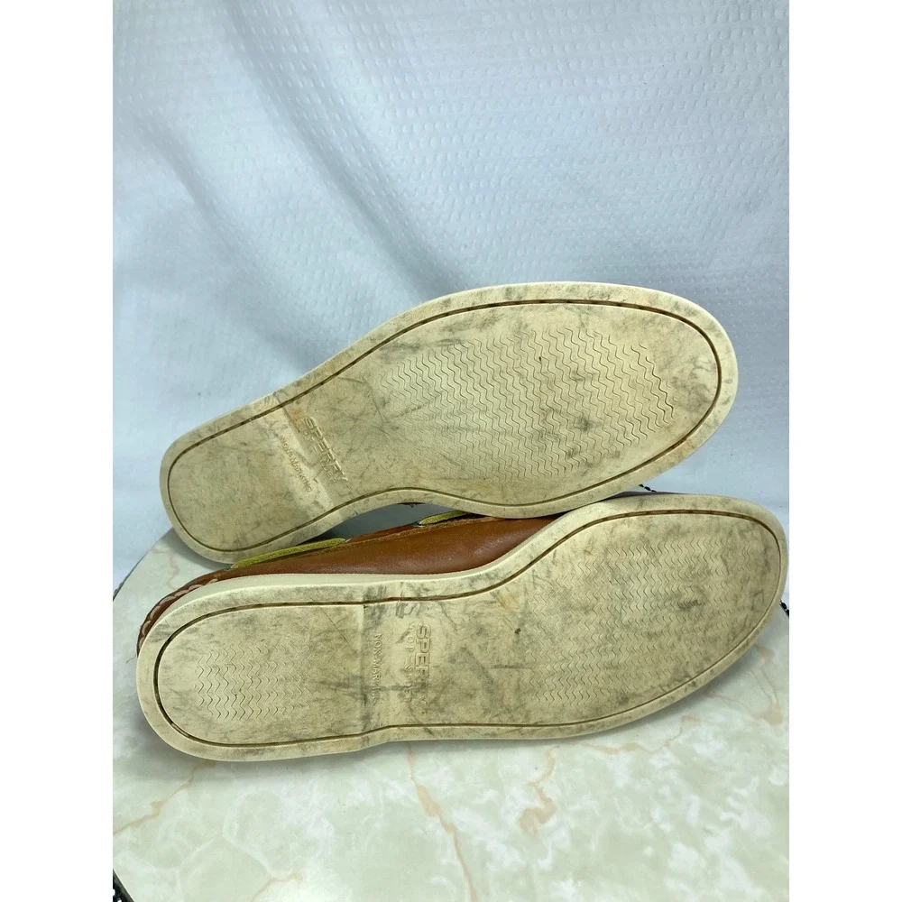Sperry Top Sider Authentic Original Boat Shoes Men 10.5 Tan Leather 2-Eye Loafer
